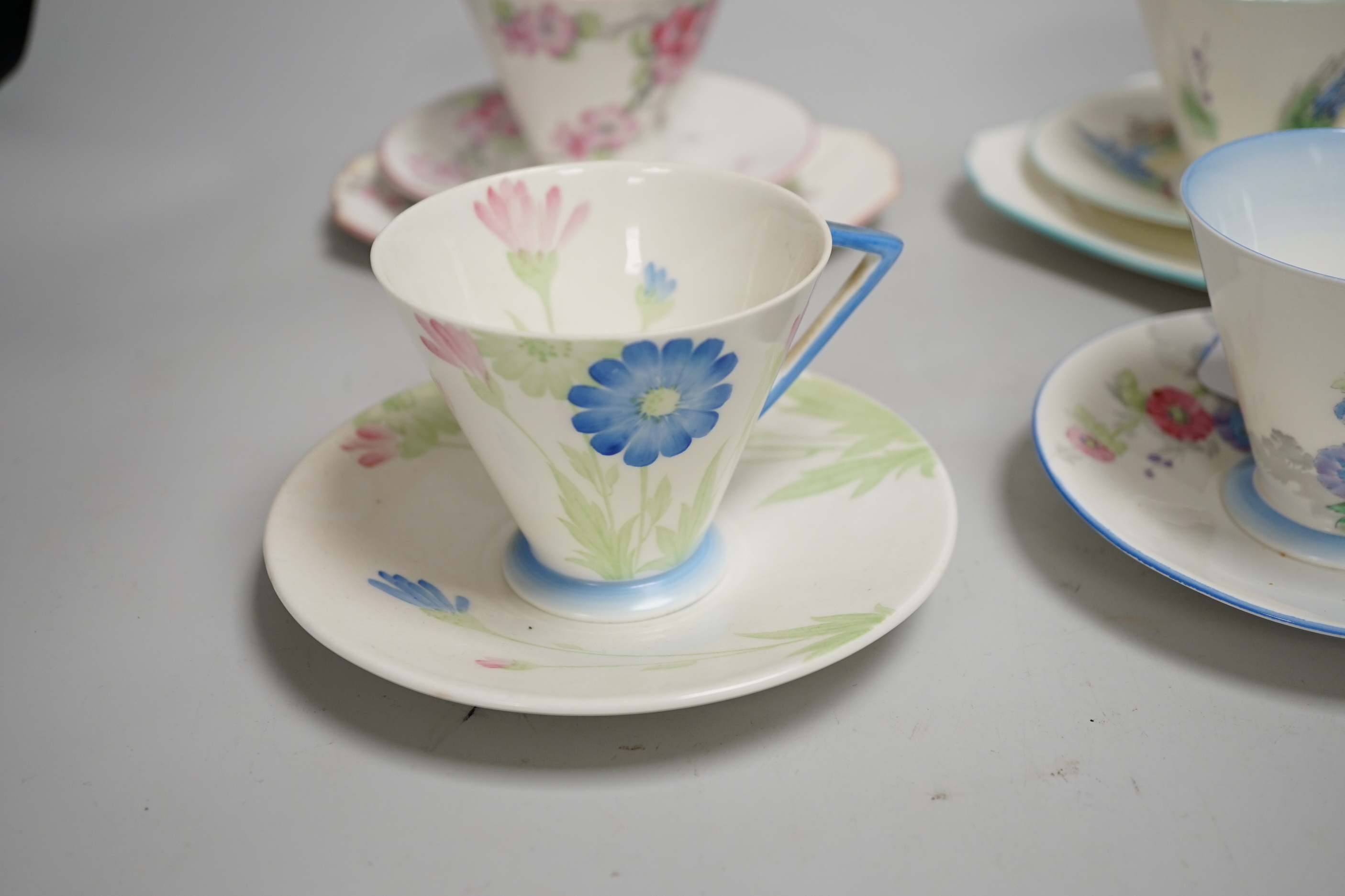 Two Shelley trios and two cups and saucers